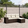 vidaXL Patio Sofa Set with Cushions Outdoor Furniture 4 Piece Poly Rattan - Brown and Cream without storage - 2 of 4