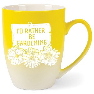 Elanze Designs I'D Rather Be Gardening Two Toned Ombre Matte Yellow and White 12 ounce Ceramic Stoneware Coffee Cup Mug - 1 of 4