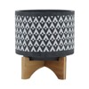 VisioGear 8" Tall Round Planter with Wooden Stand, Plant Pots for Living Room, Bedroom, Gray, 8"*8"*9" - 4 of 4