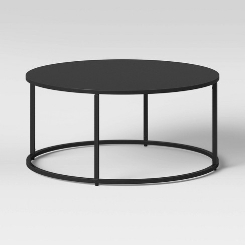 Glasgow Round Metal Coffee Table Black, Black Steel Coffee Table Round