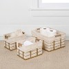 happimess Callan Vintage Industrial Handmade Wire Metal Nesting Storage Baskets with Wood Handles and Fabric Liner - 2 of 4
