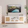 Rattan TV Stand for TVs up to 70 inches, Modern Media Console Table with 2 Cabinets and 2 Drawers, Adjustable Shelves, White - 3 of 4