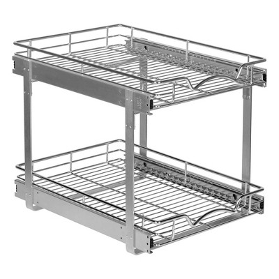 Hold N’ Storage Pull Out Cabinet Organizer 2 Tier – Heavy Duty Metal with Lifetime Limited Warranty - Anti Rust Chrome Finish