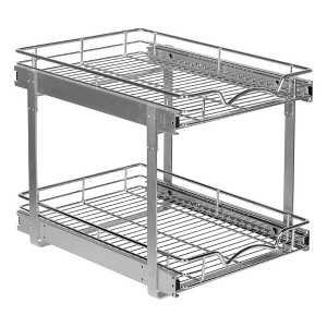 Hold N’ Storage Pull Out Cabinet Organizer 2 Tier – Heavy Duty Metal with Lifetime Limited Warranty - Anti Rust Chrome Finish - 1 of 4