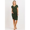 Hello Miz Women's Short Sleeve V Neck Wrap Fitted Maternity Dress - 4 of 4