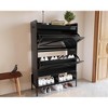 Shoe Cabinet w/ 2 Flip-Up Drawers Entryway Shoe Storage Cabinet - 4 of 4