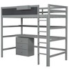 NicBex Twin Size Bunk Bed with Desk Loft Bed Wooden Bed Frame with Blackboard, Shelves, 3 Drawers, Ladder and Guardrail, No Box Spring Required, Gray - 3 of 4