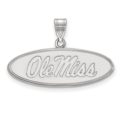 Black Bow Jewelry 10k White Gold Mississippi Rebels NCAA Medium Pendant