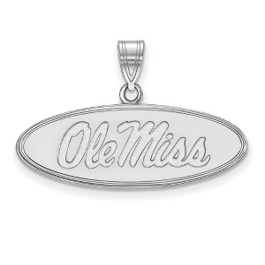 Black Bow Jewelry 10k White Gold Mississippi Rebels NCAA Medium Pendant - 1 of 3