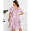 Clearlove Plus Size Dress Women's Plus Size Floral V-Neck Dress Short Sleeve Knee Length A-line Mini Dresses - 4 of 4