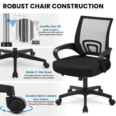 Yaheetech Black Mesh Mid-Back Swivel Office Chairs, Set of 2