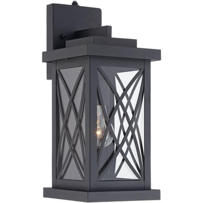 John Timberland Outdoor Wall Light Fixture Black 15" Clear Glass Security Dusk To Dawn for Exterior House Porch Patio