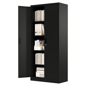 COZONY 71-Inch Tall Metal Storage Cabinet with Doors 4 Adjustable Shelves Lock Feet for Pantry Garage Bedroom Office Shop - 1 of 4