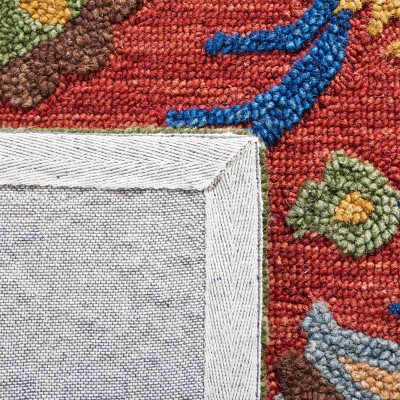 Hand-Tufted Artisanal Red Wool 6' Square Area Rug