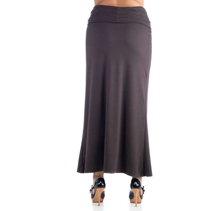 24seven Comfort Apparel  Comfortable Plus Size Foldover Maxi Skirt, 3 of 5