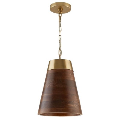 Capital Lighting Dodd 1 - Light Pendant in  Medium Wood/Matte Brass