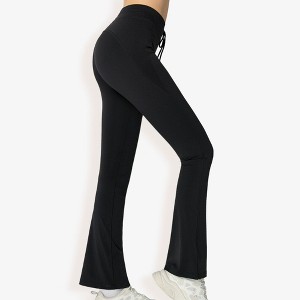 Anna-Kaci Active Women's High Waist Flare Pants with Drawstring Waist - 1 of 4
