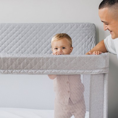 Grey Full Size Mesh Crib with Quilted Fabric