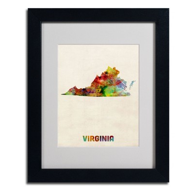 Trademark Fine Art -Michael Tompsett 'Virginia Map' Matted Framed Art