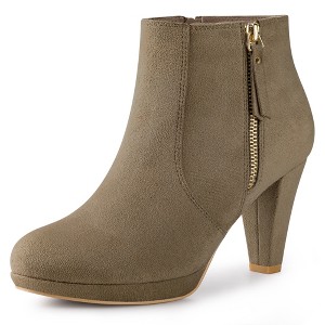 Perphy Women's Suede Platform Round Toe Chunky Heels Ankle Boots - 1 of 4