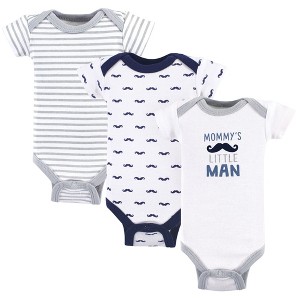 Luvable Friends Baby Boy Cotton Preemie Bodysuits 3pk, Mustaches, Preemie - 1 of 1