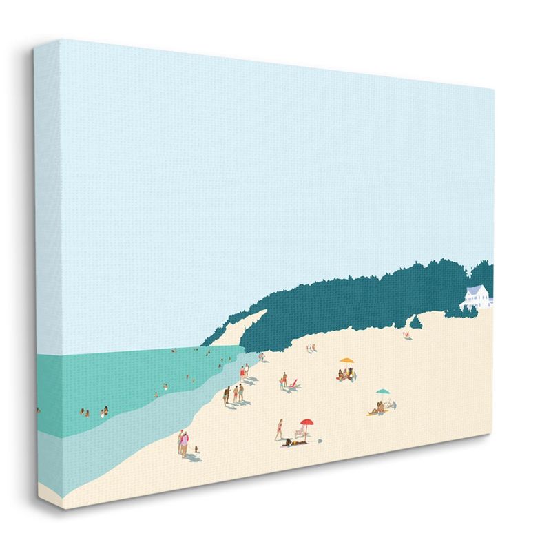 Stupell Industries Coastal Beach Landscape Summer Umbrella Sunbathers Gallery Wrapped Canvas Wall Art, 24 x 30, 1 of 5
