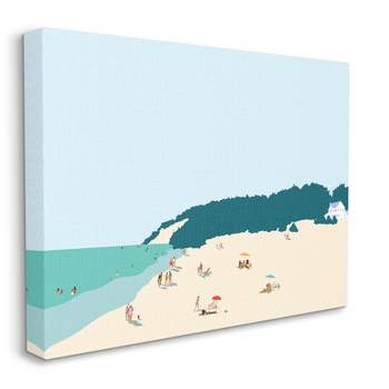 Stupell Industries Coastal Beach Landscape Summer Umbrella Sunbathers Gallery Wrapped Canvas Wall Art, 24 x 30