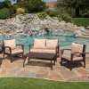 FIONECA 4-Piece PE Wicker Outdoor Furniture Set with Cushions, Patio Sofa Set with Table for Backyard, Porch, or Garden, Brown - 2 of 4