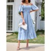 Summer Maxi Dress for Women Ruffle Short Sleeve Square Neck Smocked Tiered Multi Layered Scalloped Hem Casual Dresses - 3 of 4