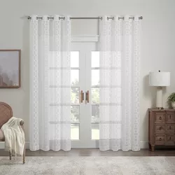 84"x50" Eureka Burnout Curtain Panel White - Waverly