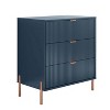 Festivo 3 Drawer Nightstand Navy: Scandinavian Modern Style, MDF Construction, Storage Solution with Anti-Tip Hardware - 4 of 4
