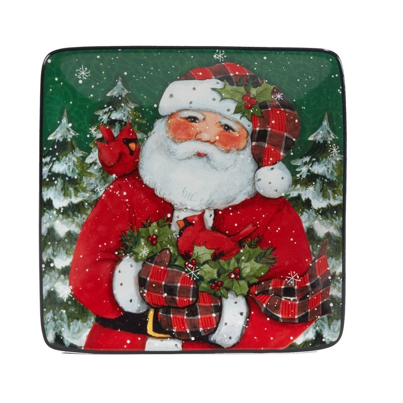 Set of 4 Christmas Lodge Santa Canape Dining Plates - Certified International, 6 of 8