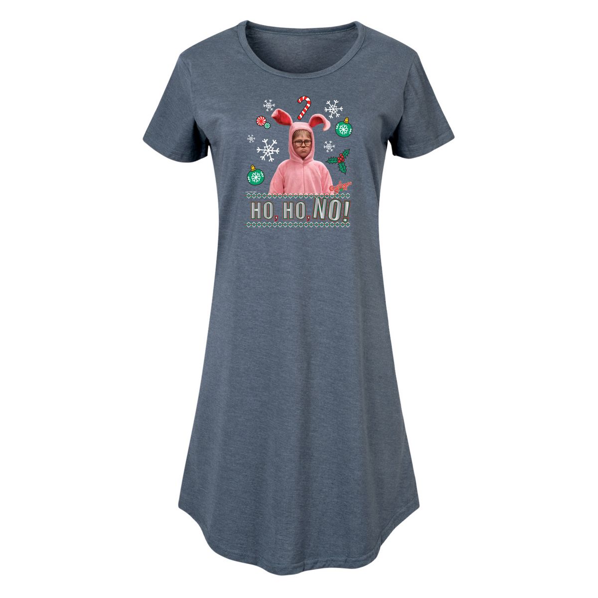 Women's - A Christmas Story - Ho Ho No Pink Bunny Suit Graphic T-shirt Dress