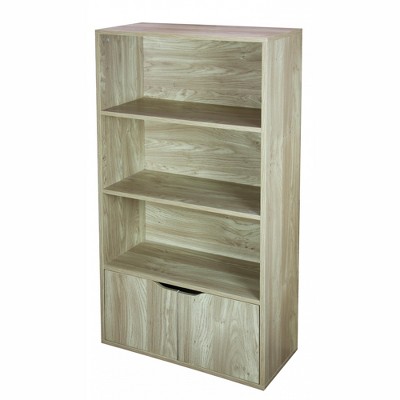 Home Basics 3 Tier Wood Bookcase with Doors, Natural