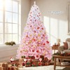 Costway 8 FT Artificial Christmas Tree with 470 Warm White LED Lights, 8 Lighting Modes & Folding Metal Stand White & Pink - 3 of 4