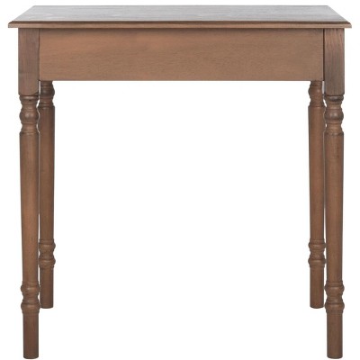 Arina Brown Wood Spindle Leg Writing Desk with Drawer