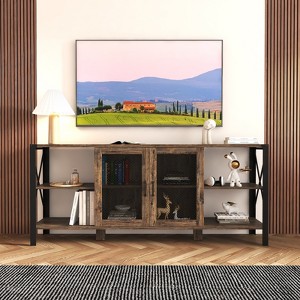 FONTOI Industria TV Stand with Open Shelves for TV up to 80", Media Console Table for Living Room, Espresso, 15.75"*33.46"*70.87" - 1 of 4