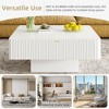 Modern Round/Square Coffee Table Cocktail Table Accent Table Drum End Table Minimalist Fluted Center Table, Easy Assembly, Black/White-ModernLuxe - 4 of 4
