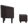 vidaXL Tub Chair - Brown Faux Leather Upholstered Armchair for Living Room, Bedroom & Office - 4 of 4
