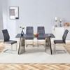 5-Piece Dining Set with Marble Pattern Table and 4 PU Armless Chairs - 2 of 4