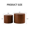 GDFStudio Benedict Modern 2 Pieces Handcrafted Relief Wood Round Accent Table Set - 3 of 4