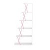 Modern 5 Tier Ladder Bookshelf Organiser, Narrow Bookshelf for Small Spaces Office Furniture Bookcase ,White/Pink - 2 of 4