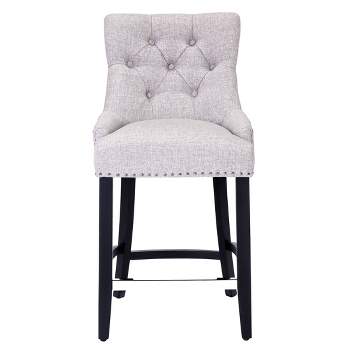 WestinTrends 24" Linen Fabric Tufted Buttons Upholstered Wingback Counter Stool