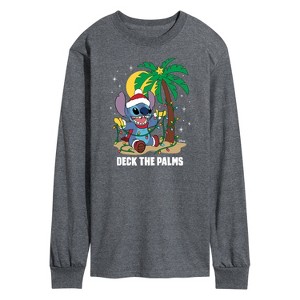 Men's - Lilo and Stitch - Deck the Palms Christmas Long Sleeve Graphic T-Shirt - 1 of 4