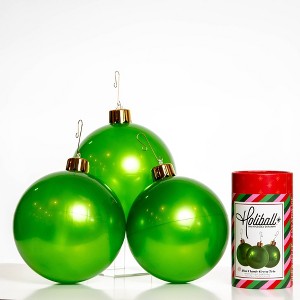 Holiball 3pc 8" Mini Classic Trio Outdoor Decorative Sculpture Green - 1 of 1