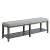 Wixam Tufted Bench Beige/Brown - HOMES: Inside + Out: Linen Upholstered, Wood Frame, Foam Fill, 59" Width - 2 of 4