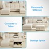 Mjkone 98''Corduroy Upholstered 4-Seater Sofa with Foldable Backrest Converts to Table,Cup Holder, Storage Ottoman,Beige - 2 of 4