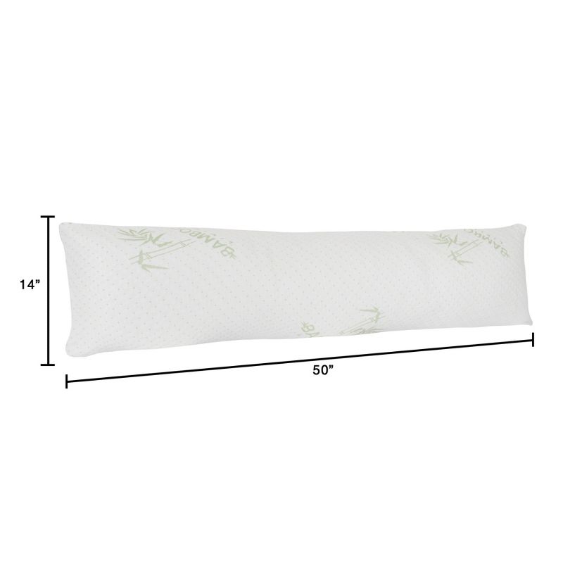 Hastings Home Charcoal-Infused Memory Foam Body Pillow With Rayon Made From Bamboo Fiber Cover - 14" x 50", White, 1 of 8