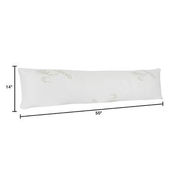 Hastings Home Charcoal-Infused Memory Foam Body Pillow With Rayon Made From Bamboo Fiber Cover - 14" x 50", White