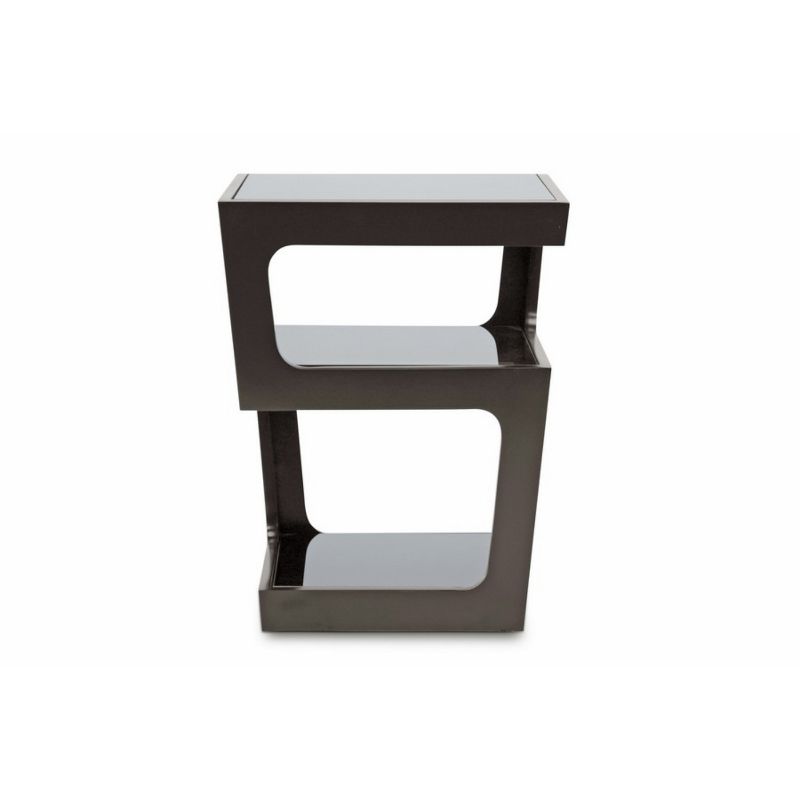 Clara Modern End Table with 3 Tieglass Shelves Black - Baxton Studio, 3 of 6